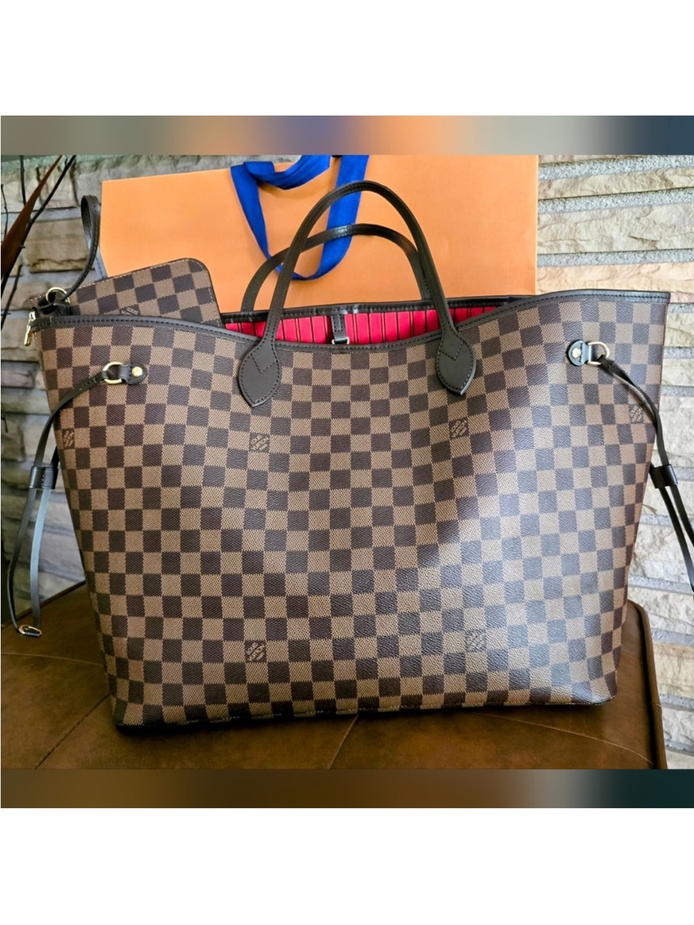 Authentic Louis Vuitton Damier Ebene Neverfull GM